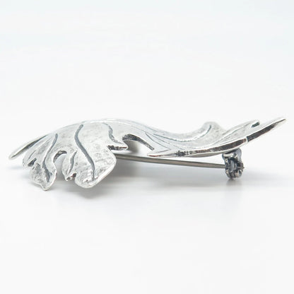 925 Sterling Silver Vintage Brookraft Grape Leaf Pin Brooch