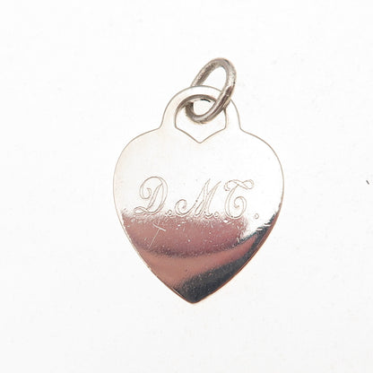 Tiffany & Co. 925 Sterling Silver Vintage Engraved Heart Tag Charm Pendant