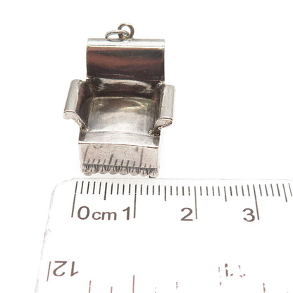 925 Sterling Silver Antique China Chair Oxidized 3D Mini Charm Pendant