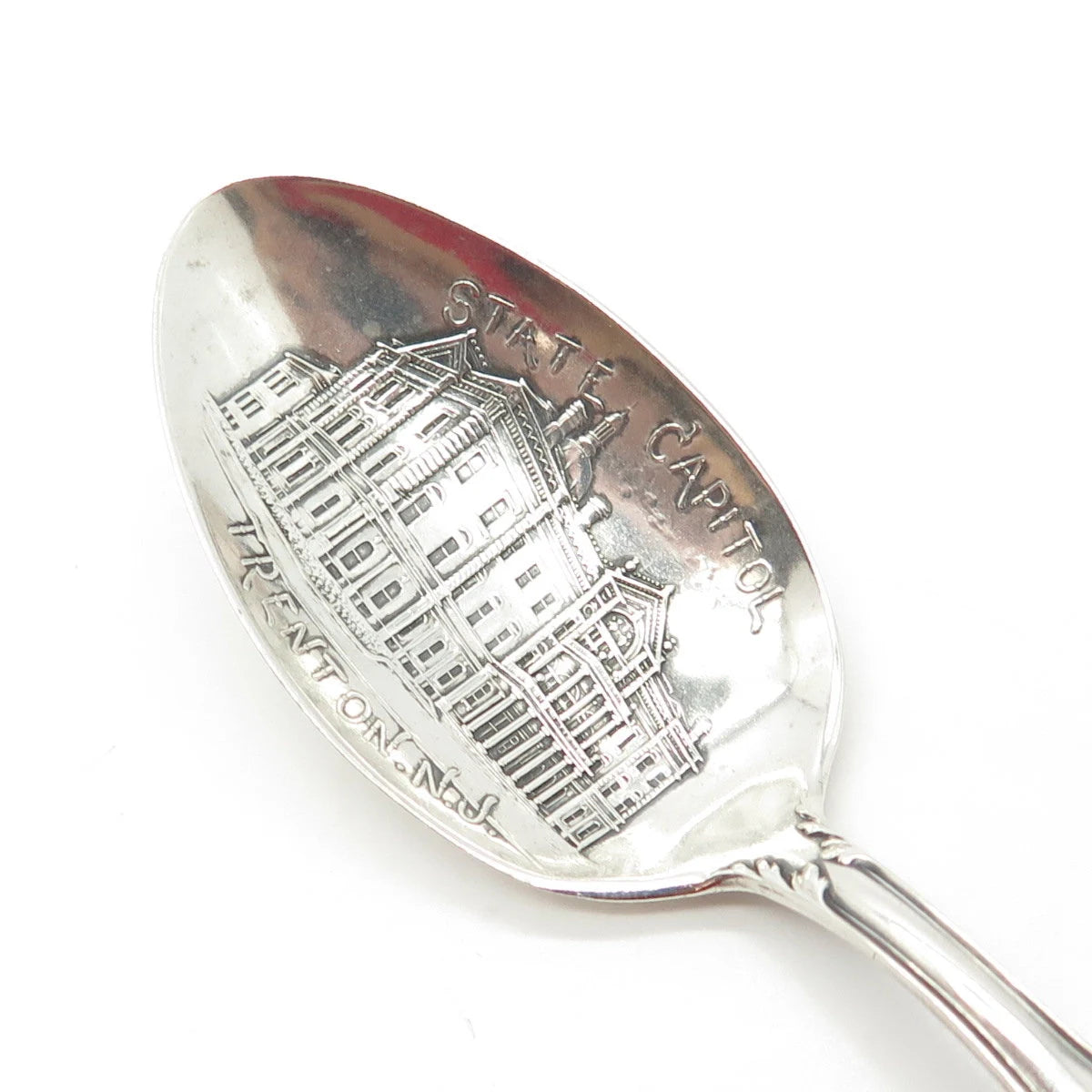 925 Sterling Silver Antique Art Deco Mechanics New Jersey States & Cities Spoon