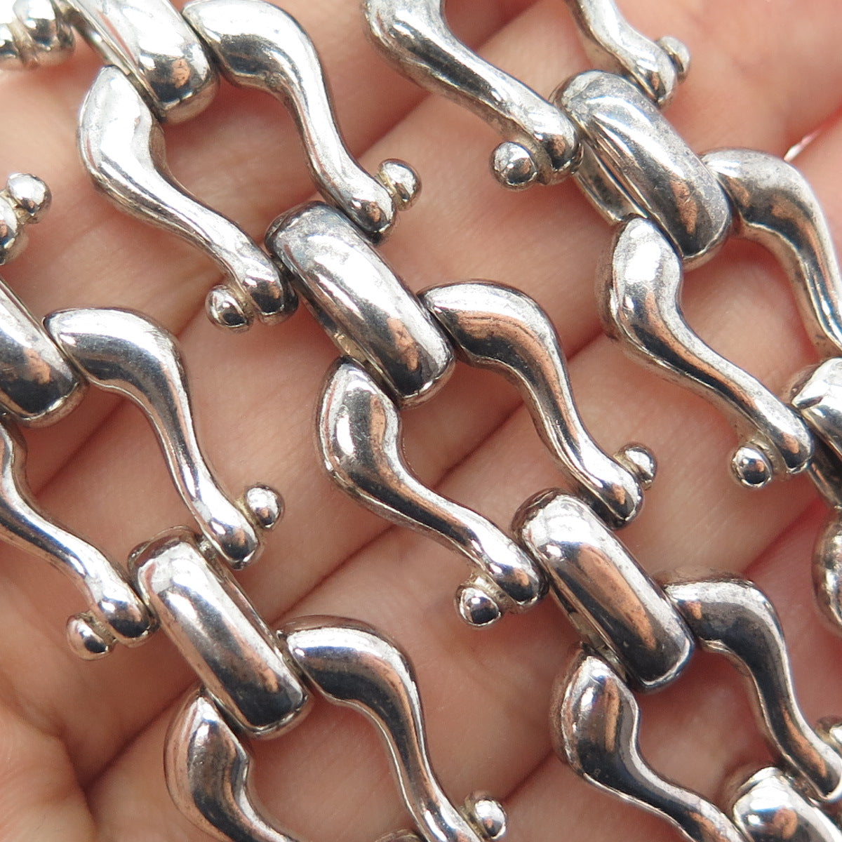 925 Sterling Silver Vintage Italy Modernist Horseshoe Chain Necklace 16"