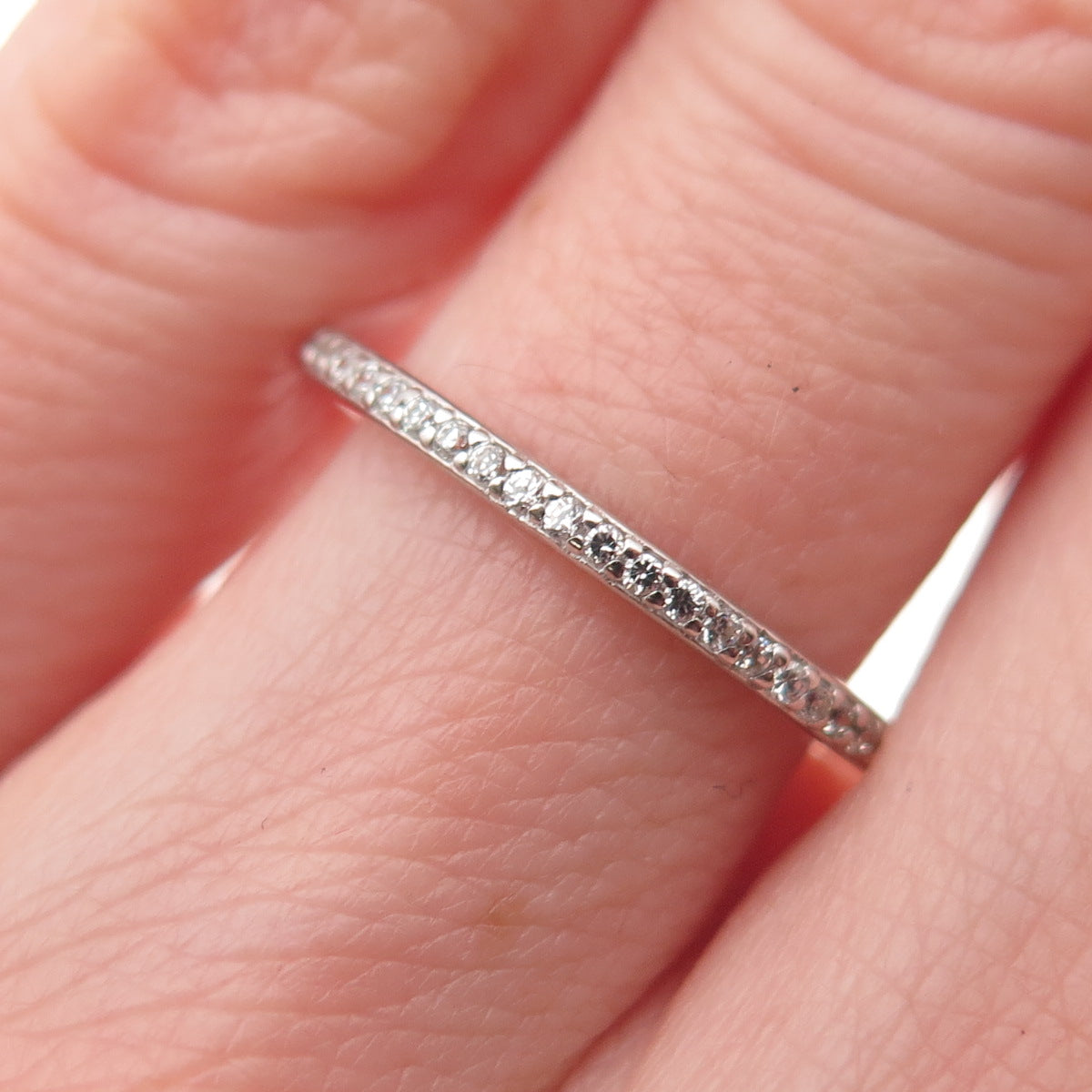 925 Sterling Silver Round-Cut C Z Half Eternity Stackable Band Ring Size 6