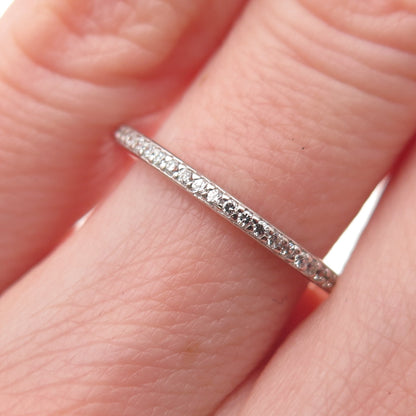 925 Sterling Silver Round-Cut C Z Half Eternity Stackable Band Ring Size 6