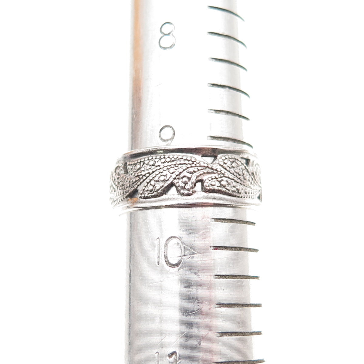 ESPO Joseph Esposito Sterling Silver Antique Art Deco Floral Band Ring Size 9.75