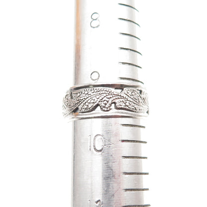 ESPO Joseph Esposito Sterling Silver Antique Art Deco Floral Band Ring Size 9.75