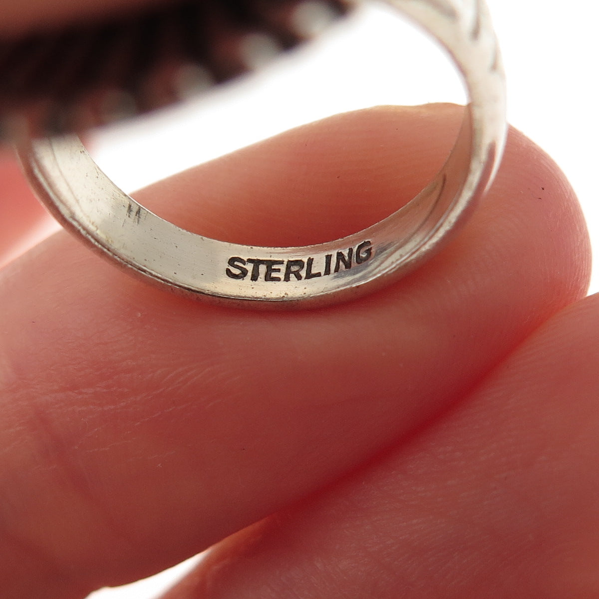 Old Pawn Sterling Silver Vintage Southwestern Tyrone Turquoise Ring Size 5