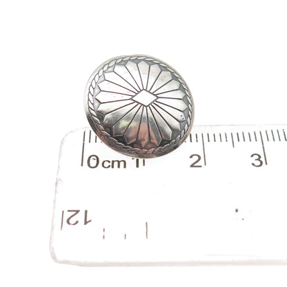 Old Pawn 925 Sterling Silver Vintage Southwestern Concho Oxidized Tribal Button