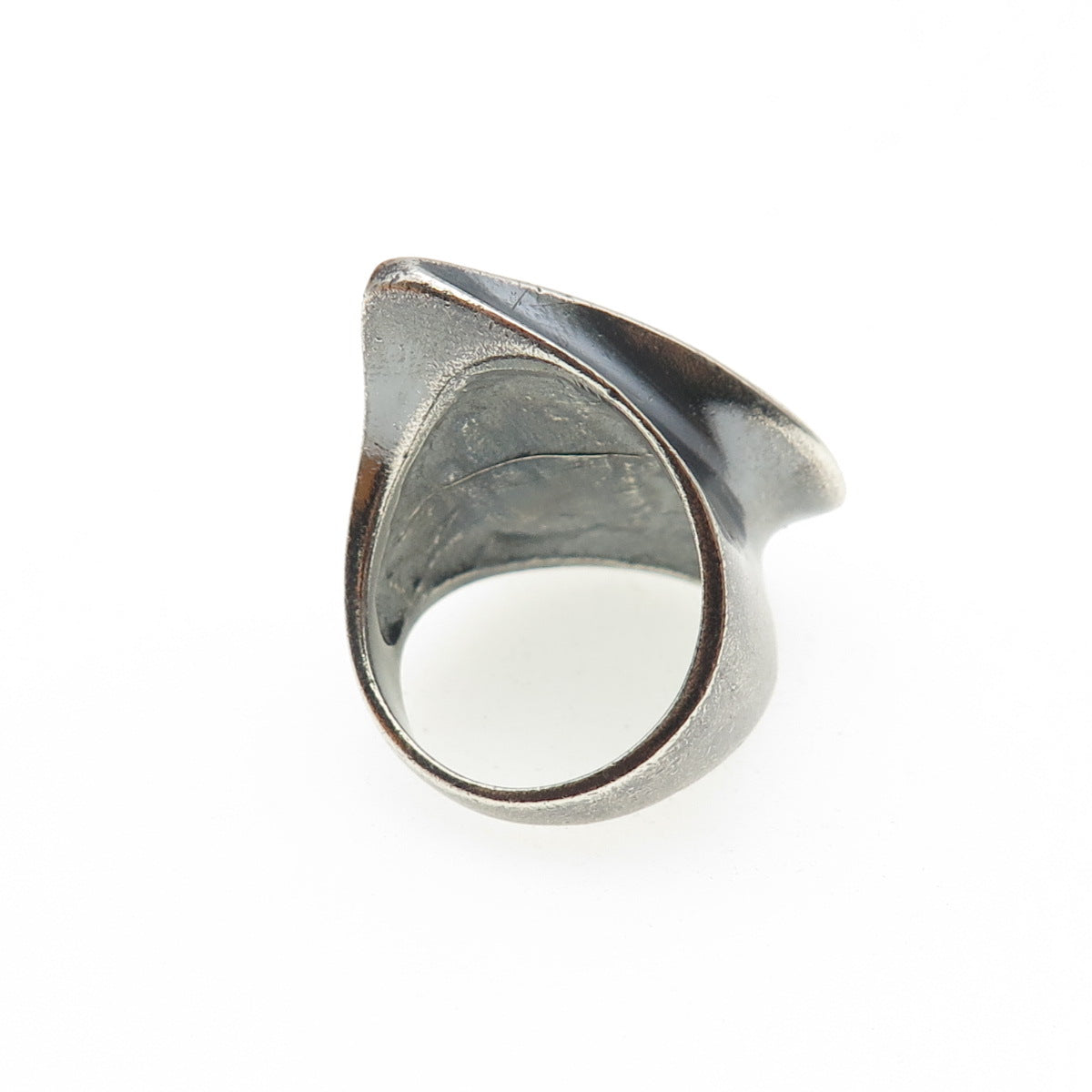 925 Sterling Silver Vintage Modernist Petal Oxidized Ring Size 6.5