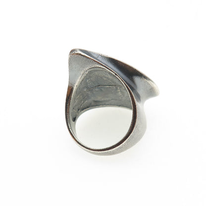 925 Sterling Silver Vintage Modernist Petal Oxidized Ring Size 6.5