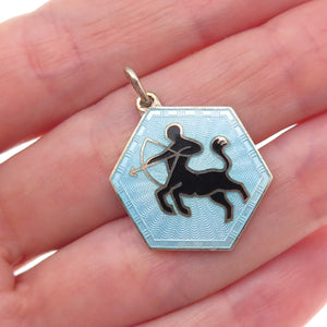 David Andersen Sterling Gold Plated Vintage Norway Enamel Sagittarius Pendant