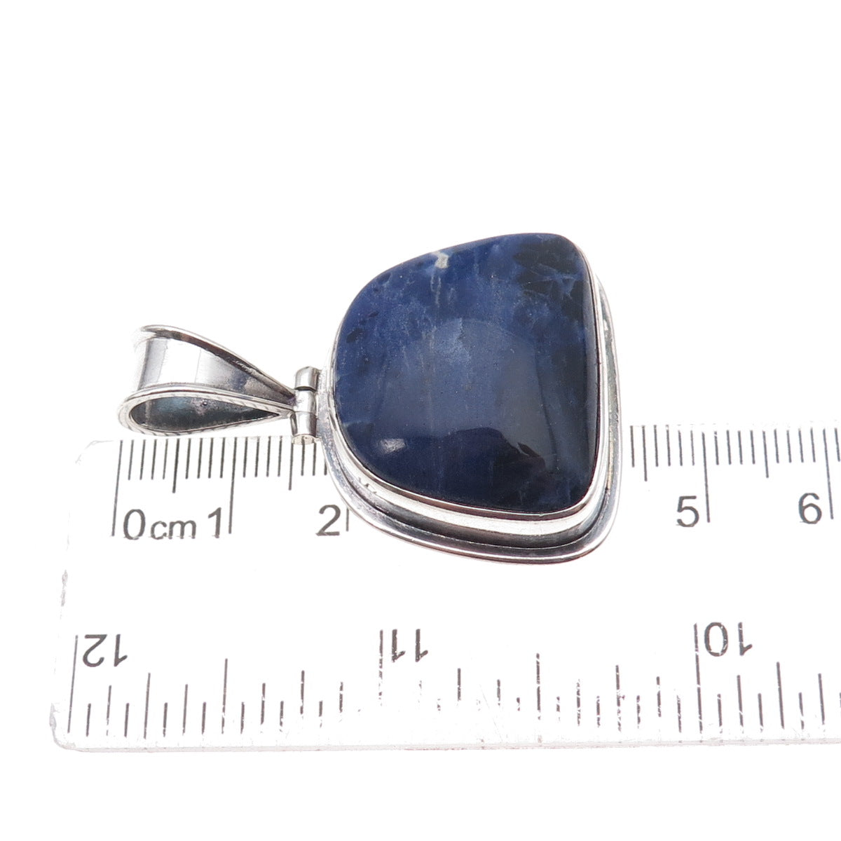 925 Sterling Silver Vintage Real Sodalite Modernist Pendant