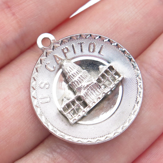 925 Sterling Silver Vintage US Capitol Washington DC Charm Pendant