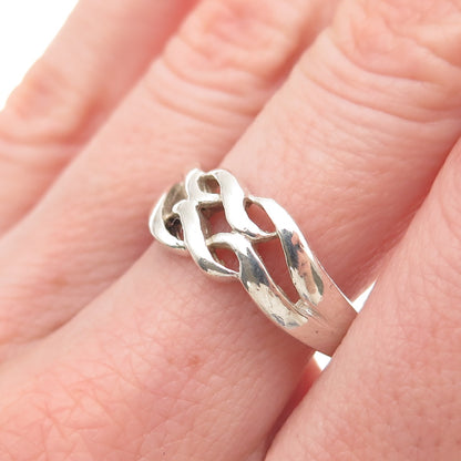 925 Sterling Silver Vintage Modernist Wavy Ring Size 9