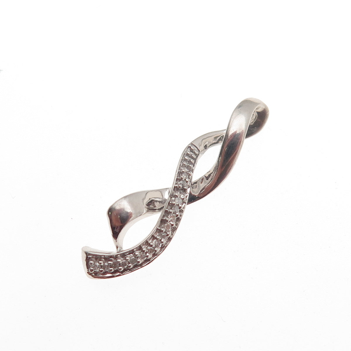 Jane Seymour 925 Sterling Silver Real Round-Cut Diamond Twisted Charm Pendant