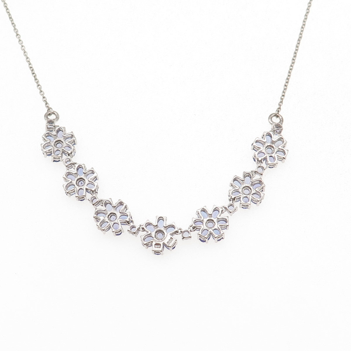 Chuck Clemency 925 Sterling Silver Real Tanzanite Floral Chain Necklace 18"