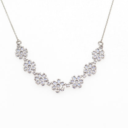 Chuck Clemency 925 Sterling Silver Real Tanzanite Floral Chain Necklace 18"