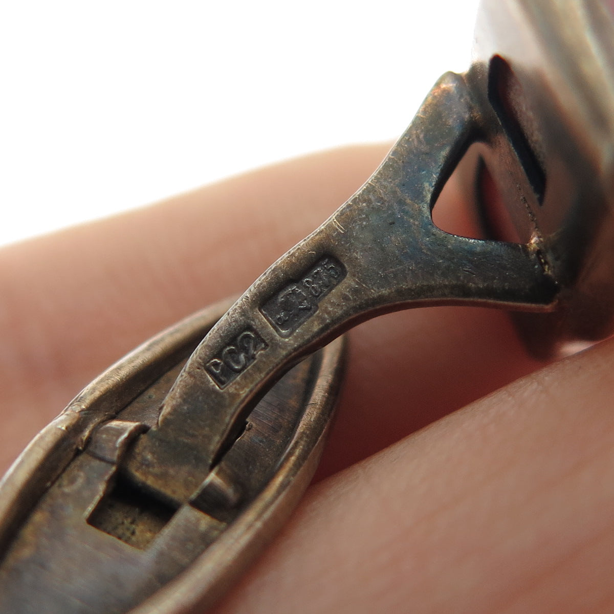 875 Silver Gold Plated Antique Latvia Real Rhodonite Cufflinks