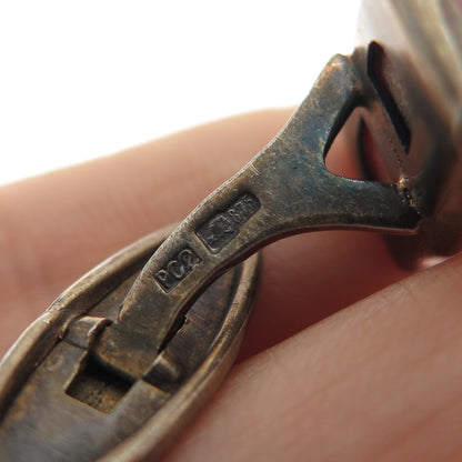 875 Silver Gold Plated Antique Latvia Real Rhodonite Cufflinks
