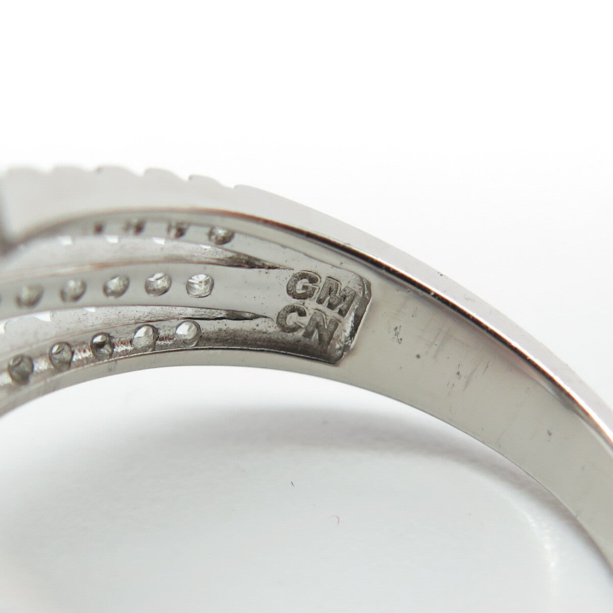 925 Sterling Silver Round & Marquise-Cut C Z Engagement Ring Size 7.5