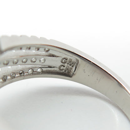 925 Sterling Silver Round & Marquise-Cut C Z Engagement Ring Size 7.5