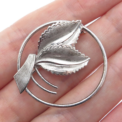 CURTIS CURTMAN 925 Sterling Silver Vintage Floral Leaf Pin Brooch
