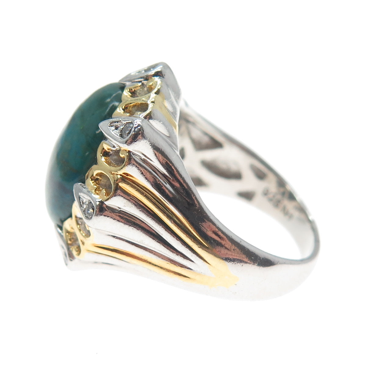 MICHAEL VALITUTTI Gems En Vogue Sterling 2-Tone Chrysocolla & C Z Ring Size 7.25