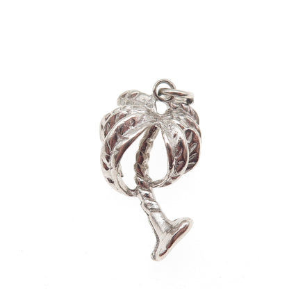 WELLS 925 Sterling Silver Vintage Palm Tree 3D Mini Charm Pendant