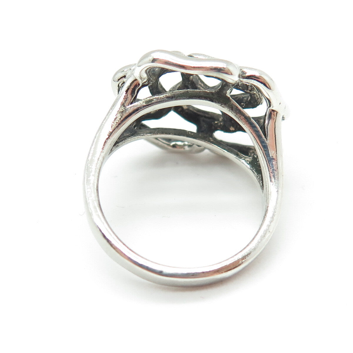 CHAPAL ZENRAY 925 Sterling Silver Vintage Rose Flower Oxidized Ring Size 7.25