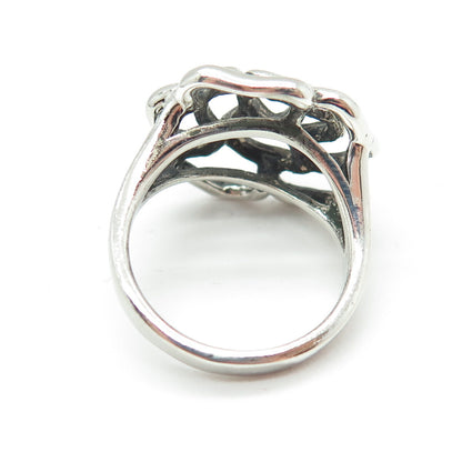 CHAPAL ZENRAY 925 Sterling Silver Vintage Rose Flower Oxidized Ring Size 7.25