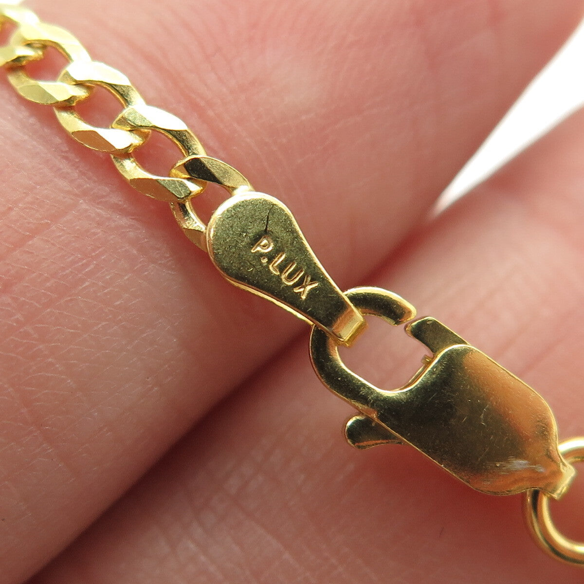 P. LUX 925 Sterling Silver Gold Plated Italy Curb Link Bracelet 8.25"