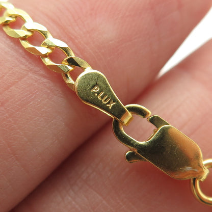 P. LUX 925 Sterling Silver Gold Plated Italy Curb Link Bracelet 8.25"