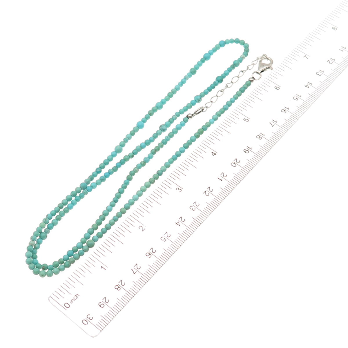 925 Sterling Silver Real Lone Mountain Turquoise Ball Beaded Necklace 22-24"
