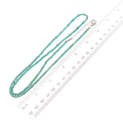 925 Sterling Silver Real Lone Mountain Turquoise Ball Beaded Necklace 22-24"