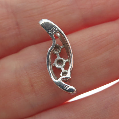 925 Sterling Silver Real Round-Cut Diamond Twisted Minimalist Pendant