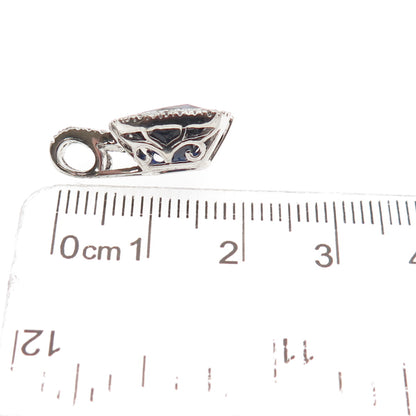 925 Sterling Silver Lab-Created Sapphire & C Z Mini Charm Pendant