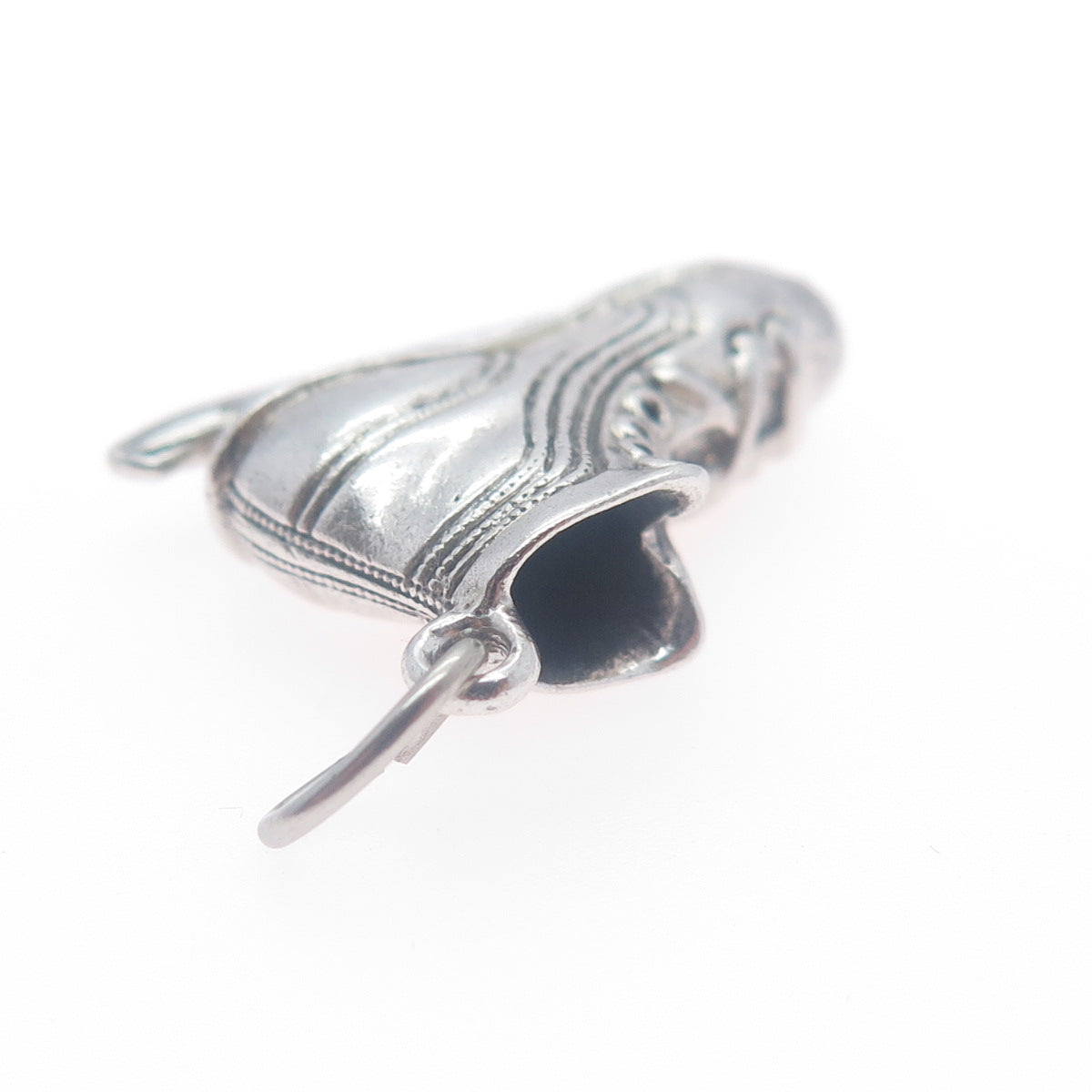 BEAU 925 Sterling Silver Vintage Ice Skating Shoe 3D Charm Pendant