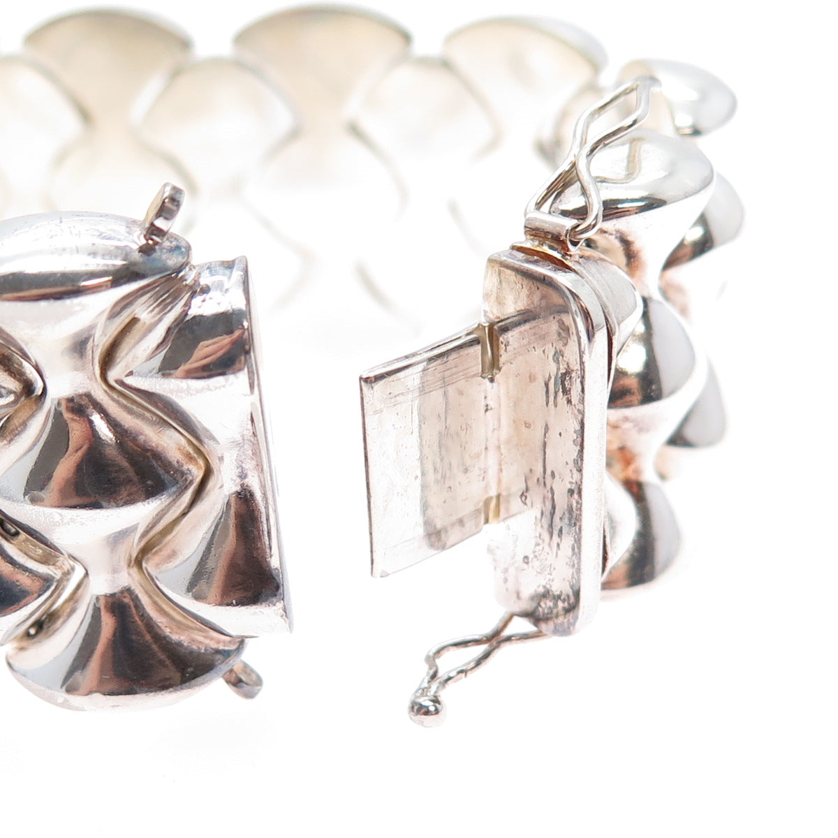 MILOR 925 Sterling Silver Vintage Italy Modernist Hourglass Link Bracelet 7.5"