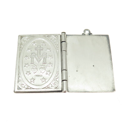 925 Sterling Silver Antique Art Deco St Mary Miraculous Religious Locket Pendant
