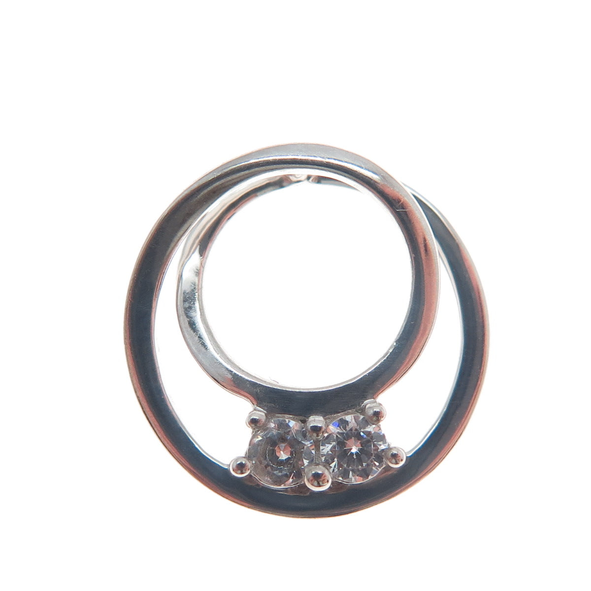 925 Sterling Silver Round-Cut Shaped C Z Spiral Slide Pendant