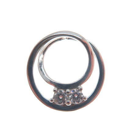 925 Sterling Silver Round-Cut Shaped C Z Spiral Slide Pendant