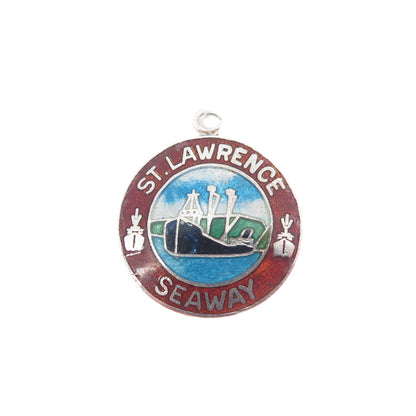 BREADNER CO. 925 Sterling Vintage Enamel St. Lawrence Seaway Minimalist Pendant
