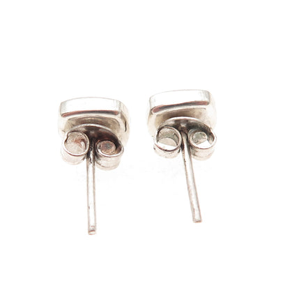 925 Sterling Silver Vintage Real Cushion-Cut Lapis Stud Earrings