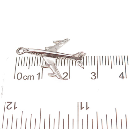 Wells 925 Sterling Silver Vintage Airplane 3D Charm Pendant