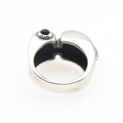 Chapal Zenray Sterling Silver Vintage Real Black Onyx Modernist Ring Size 7.25