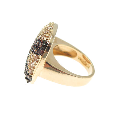 ROSS SIMONS Sterling Silver Gold Plated Cognac & Champagne C Z Ring Size 5.25