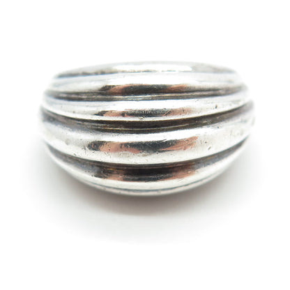 925 Sterling Silver Vintage PPK Modernist Ribbed Dome Ring Size 8.25