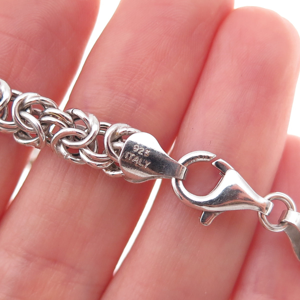 Han 925 Sterling Silver Vintage Italy Byzantine Link Bracelet 7.25"