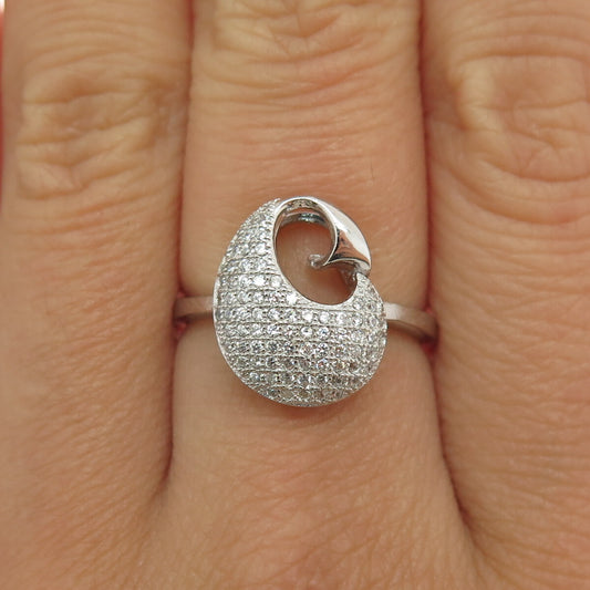 925 Sterling Silver Round-Cut Shaped C Z Modernist Ring Size 7.25