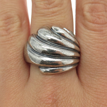 CHAPAL ZENRAY 925 Sterling Silver Vintage Modernist Oxidized Ring Size 9.75