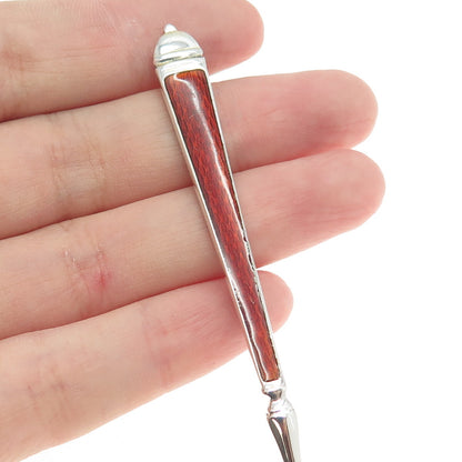WATSON 925 Sterling Silver Vintage Red & White Guilloche Enamel Coffee Spoon